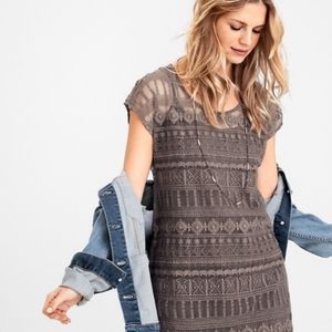 Garnet Hill Gray Embroidered Lace Dress Size 12